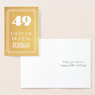 49. Geburtstag ~ Art-Déco-Stil "49" & Individuelle Folienkarte