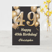 49. Geburtstag Black and Gold Balloons Confetti Karte (Gelbe Blume)