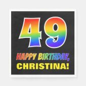 49. Geburtstag: Bold, Fun, Simple, Rainbow 49 Serviette (Vorderseite)