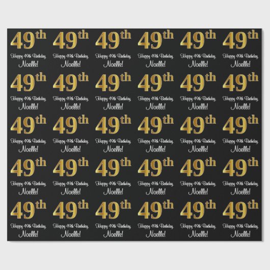 49. Geburtstag: Elegante Luxuriöse Imitate Gold Lo Geschenkpapier (Flach)