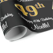 49. Geburtstag: Elegante Luxuriöse Imitate Gold Lo Geschenkpapier (Rolleneckpunkt)