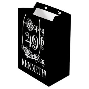 49. Geburtstag: Extravagant, elegant, Script + Ind Mittlere Geschenktüte