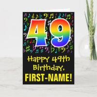 49. Geburtstag: Farbige Musiksymbole + Regenbogen 
