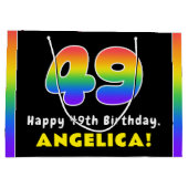 49. Geburtstag: Farbiger Regenbogen # 49, Individu Große Geschenktüte (Rückseite)