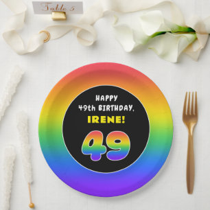 49. Geburtstag: Farbiger Regenbogen # 49, Individu Pappteller
