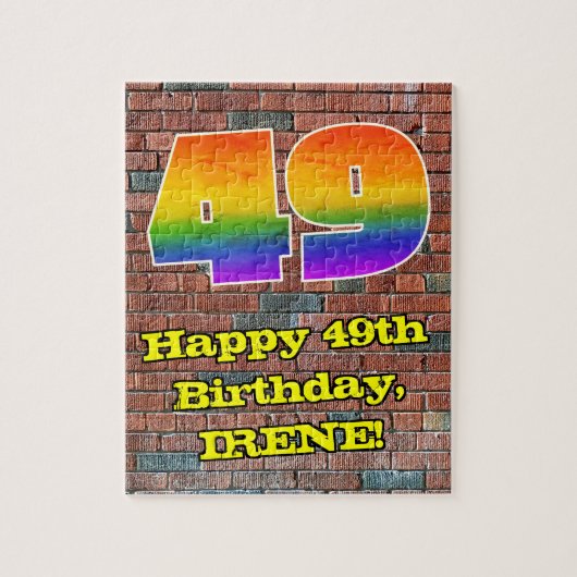 49. Geburtstag: Fun Graffiti-Inspiriert Regenbogen Puzzle (Vertikal)