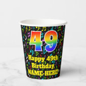 49. Geburtstag: Fun Musiknotens Pattern, Regenboge Pappbecher (Rückseite)