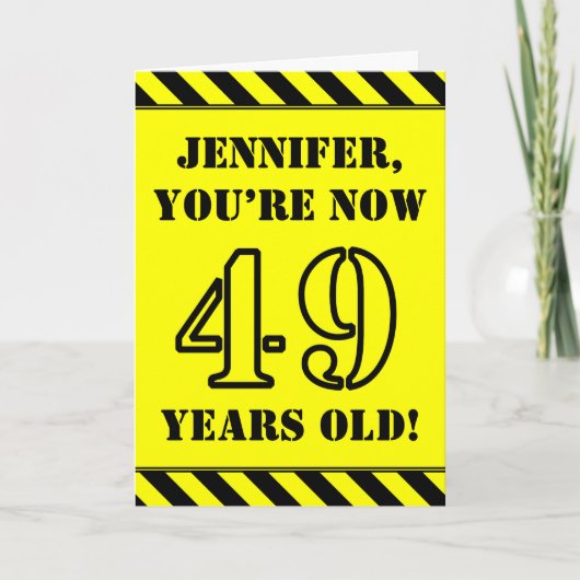 49. Geburtstag: Fun Stencil Style Text, Individuel Karte (Vorderseite)