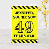 49. Geburtstag: Fun Stencil Style Text, Individuel Karte (Gelbe Blume)