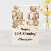 49. Geburtstag Gold Balloons und Confetti Geburtst Karte (Gelbe Blume)