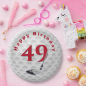 49. Geburtstag Golf Ball Design Paper Plate Pappteller (Party)