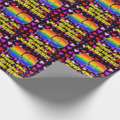 49. Geburtstag: Loving Hearts Pattern, Regenbogen  Geschenkpapier (Ecke)