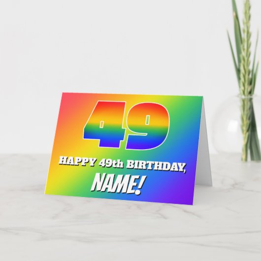 49. Geburtstag: mehrfarbiges Regenbogenmuster # 49 Karte (Vorderseite)