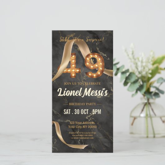 49. Geburtstag Mobile Einladung (Stehend Vorderseite)