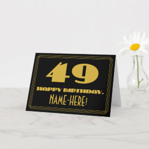 49. Geburtstag: Name + Art Deco inspiriertes Ausse Karte