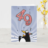 49. Geburtstag - Pinguin-Überraschungs-Karte Karte (Gelbe Blume)