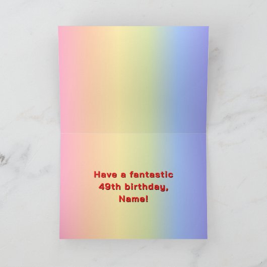 49. Geburtstag: Regenbogentext, benutzerdefinierte Karte (Innenseite)