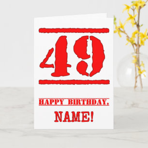 49. Geburtstag: Spaß, Red Rubber Briefmarke Inspir Karte
