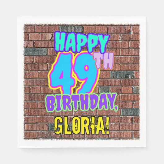 49. Geburtstag ~ Spaß, Urban Graffiti Inspiriert L Serviette (Vorderseite)