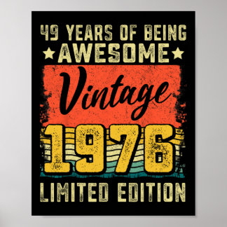 49. Geburtstag Vintag 1976 49 Jahre altes Tagesdek Poster