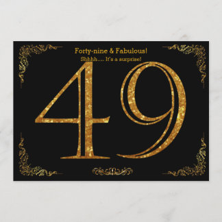 49. Geburtstags-Party, Gatsby styl, schwarzer Einladung