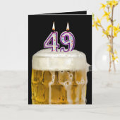 49. Geburtstagsbier auf schwarz Karte (Gelbe Blume)