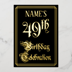 49. Geburtstagsfeier — Fancy Schrift & Benutzerdef Folieneinladung