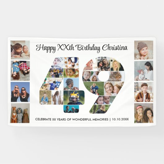 49. Geburtstagsfeier Nummer 49 Fotocollage Banner (Horizontal)