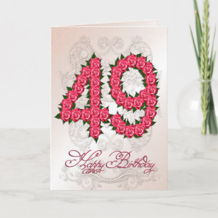 49. Geburtstagskarte mit Rose und Blätter Karte