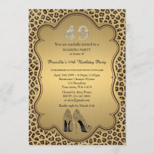 49. Geburtstagsparty 49.,Cheetah High Heels Shoes Einladung