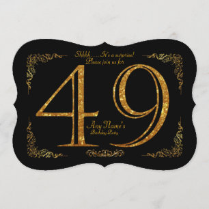 49. Geburtstagsparty 49.,Gatsby,Black & Gold Einladung