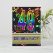 49. Geburtstagsparty Einladung mit Blasen (Stehend Vorderseite)