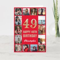49. Happy Birthday Rot und Gold Foto Collage