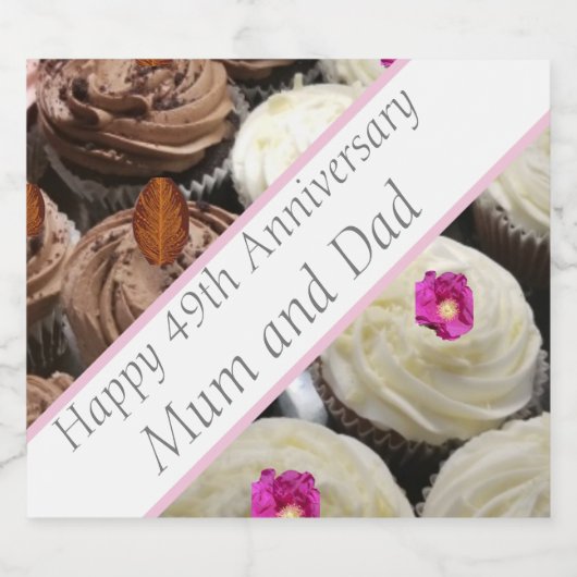 49. Hochzeitstag Schaumweinetikett (Einzelnes Label)