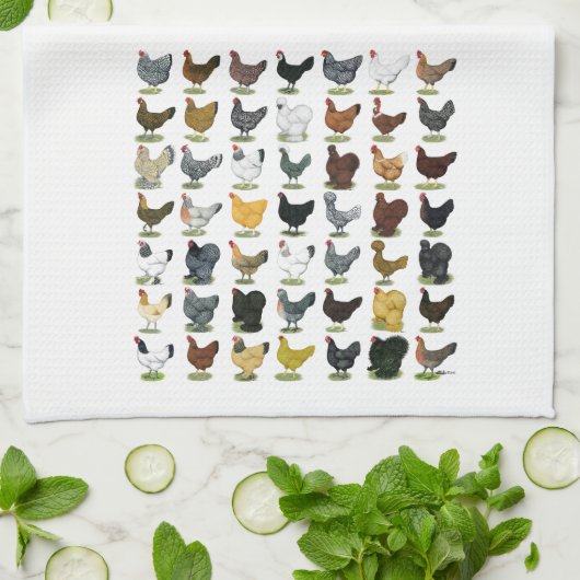 49 Huhn-Hennen Geschirrtuch (Gefaltet)