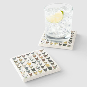 49 Hühnerhennen Steinuntersetzer