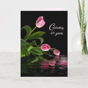 49. Jahrestag rosa Tulpen im Wasser Karte