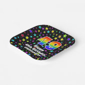 49th Birthday: Fun Stars Pattern and Rainbow “49” Pappteller (Gewinkelt)