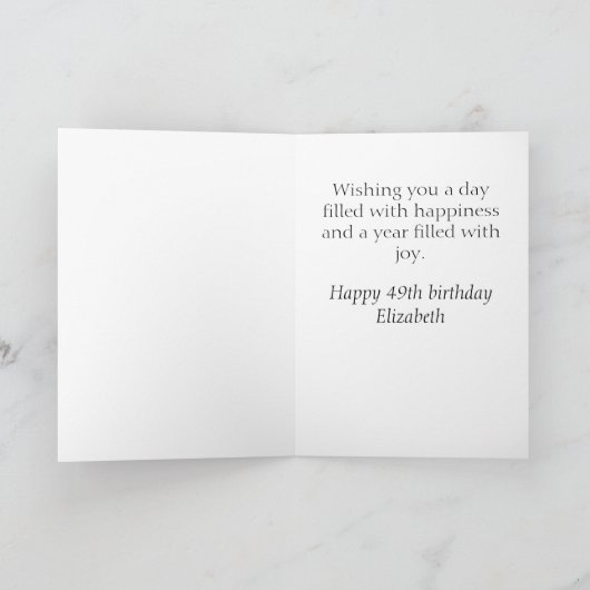 49th Birthday Golden Glitter Card Karte (Innenseite)