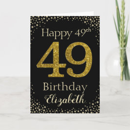 49th Birthday Golden Glitter Card Karte