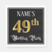 49th Birthday Party — Fancy Script, Faux Gold Look Serviette (Vorderseite)