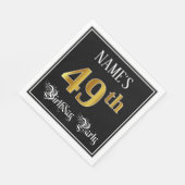 49th Birthday Party — Fancy Script, Faux Gold Look Serviette (Ecke)