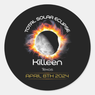 4.08.24 Totale Sonnenfinsternis 2024 Killeen Texas Runder Aufkleber