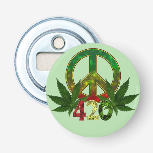 4 20 Rasta Peace Weed Green Flaschenöffner (Vorderseite)