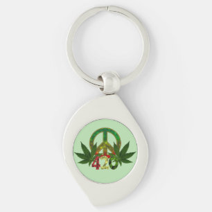 4 20 Rasta Peace Weed Green Schlüsselanhänger