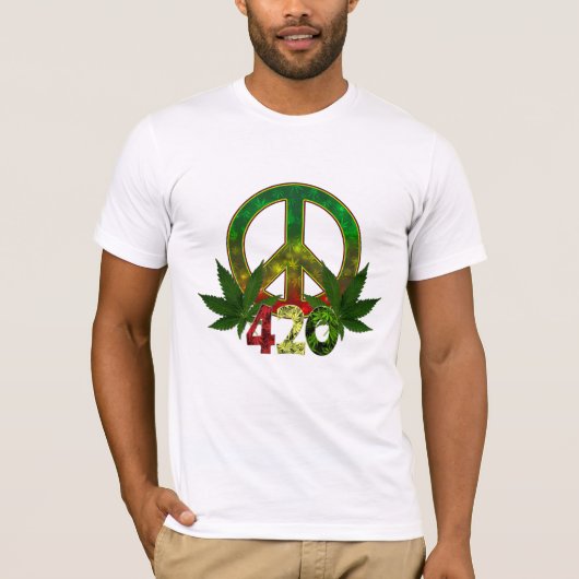 4 20 Rasta Peace Weed T-Shirt (Vorderseite)