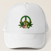 4 20 Rasta Peace Weed Truckerkappe (Vorderseite)