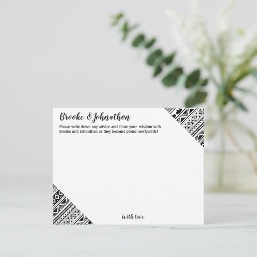 4.25x5.5 Advice Card Boho Buffalo Tribal Muster B Einladung (Stehend Vorderseite)