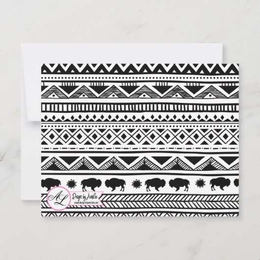 4.25x5.5 Advice Card Boho Buffalo Tribal Muster B Einladung (Rückseite)