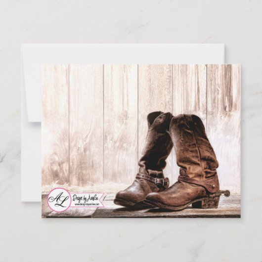 4.25x5.5 Advice Card Boots Country Rustic Western Einladung (Rückseite)